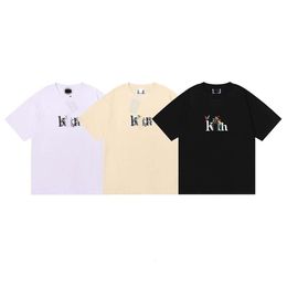 Kith Classic Designer Luxury Classic Keith Birchappple Flower Serif T-shirt à manches courtes en coton double de haute qualité pour hommes et femmes