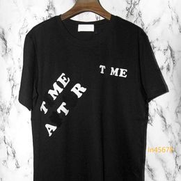 Mode Casual Mens Designer Luxe Laurents Time Print SLP Col rond Manches courtes Hommes et femmes Couples Lâche T-shirt confortable 2024