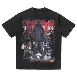 Mode Casual Menswear Designer Luxe KanyeS Ultra School Classic Rock Program Rappeur imprimé High Street coton T-shirt à manches courtes été