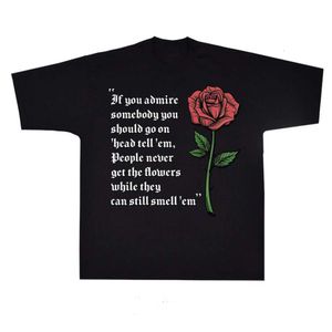 Créateur de vêtements pour hommes décontractés de luxe KanyeS Chaopai Classique imprimé rose DONDA Paroles imprimé col rond T-shirt à manches courtes Hip Hop