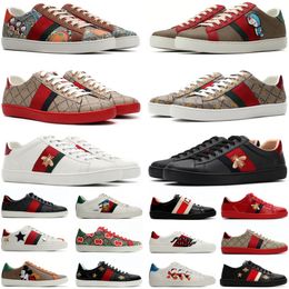 Mode Casual Chaussures Designer De Luxe Baskets Femmes Chaussures Baskets Tigre Brodé Blanc Vert Rouge Rayures Sneaker Unisexe Hommes Femmes Ace Bee Serpent