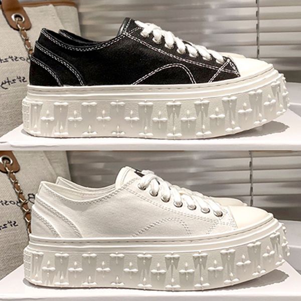 Chaussures de sport à la mode SMFK Garden Retro Low Platform Canvas Sneaker triple blanc noir Femmes de luxe Baskets design plat top femmes formateurs taille 35-40