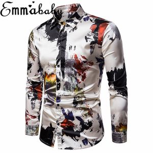 Fashion Casual Trendy Men's Luxury Slim Fit Floral Shirt Lapon Lapel à manches longues Shirts Casual Tee Tops Business Shirts Formaux