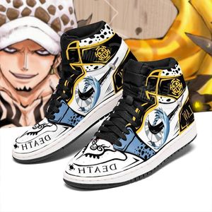 Mode Casuals Chaussures Hommes Femmes Trafalgar D. Water Law Sneakers Onyx Resin High Top Graffiti Cuir Designer Custom Room Skills Running Anime Sports Shoes Box EU 36-48