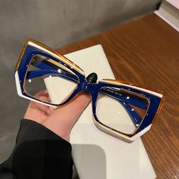 Fashion Cat Eye Anti Blue Light Glasse Optics Cames de lunettes Irrégules Patchwork Hadies Gaming Gaming Glass 2024 240410