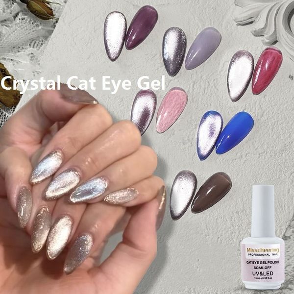 Moda Cat Eye Gel Polish Luminous Shining Crystal Cat Eye UV Gel Magnético Glitter Soak Off Nail Gel Barniz