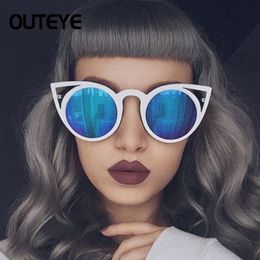 Mode kat oog zonnebril vrouwen merk designer zonnebril voor dames vintage cateye spiegel kleurrijke vrouw gafas de sol goedkoop