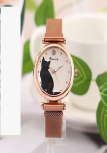 Fashion Cat Watches Women Quartz Polshipes Rose Gold Mesh Band Magnet Design Casual Ladies Student Clock6841879