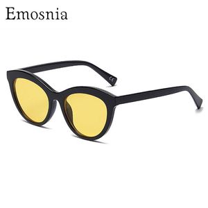 Fashion Cateye Sunglasses Femme Men Men Yellow Lens Classic Brand Design 2021 Sun Glasshes Colorful Eyewear for Female Unisexe UV400
