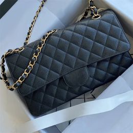 Fashion Caviar Leather Classic Flap Bolship Bag de embrague para mujeres Luxury Crossbody Diseñador Bolso de hombro Bag de hombro para hombres Totas de viaje de viaje negro de calidad superior Bolsas