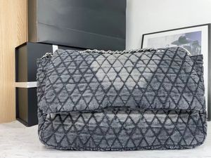 Mode CC bag denim tas voor dames reisschoudertas met grote capaciteit, klassieke flip-tas met ruitpatroon, designer tas luxe item