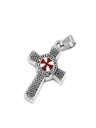 Fashion Celtic Knot Croix Rouge Pendentif Bijoux en acier inoxydable Templier Armure Shield Knight Cross Men Pendant Wholesal8549498
