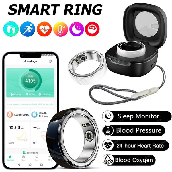 Fashion Ceramics Smart Ring Fitness Tracker pour Android IOS CARTE CARDAT Blood Oxygen Sleep Smart Health Ring For Men Women 240408