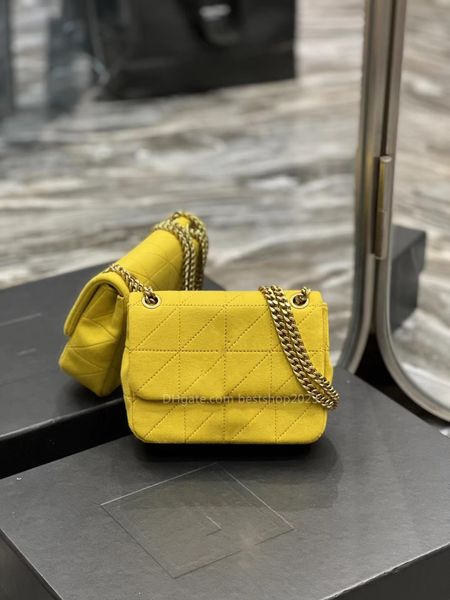 Bolso de cadena de moda bolso de mujer bolso de hombro bolso bandolera bolso pequeño bolso cuadrado diario con modelos de tejer senior práctico amarillo / negro / gris 16 * 13 * 5CM