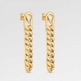 Pendientes de cadena de moda Diseñador de mujer Pendientes de botón de oro Joyas de lujo Pendientes de botón de hip hop Pendientes de regalo de boda de fiesta para mujer con caja