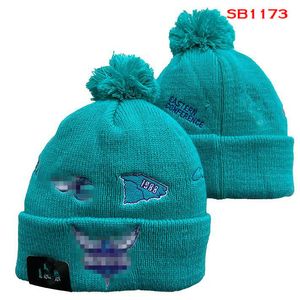 Fashion-Charlotte''Hornets''Beanie Chapeaux tricotés Équipes sportives Baseball Football Basketball Bonnets Casquettes Femmes Hommes Pom Mode Hiver Top Caps Sport Knit Hats a0