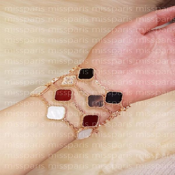 Bracelets de encanto de moda Classic 4 Diseñador de pulsera de cadena de trébol de cuatro hojas 18K Gold Agate Shell Mother-of-Pearl para Womengirl Wed283v