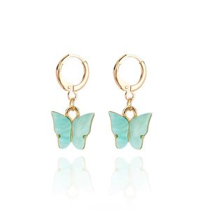 Boucles d'oreilles breloques à la mode bijoux en forme de papillon acrylique petite boucle d'oreille douce fraîche pour les femmes cadeaux mignons
