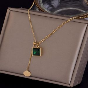 Fashion Charm Cijfer Groen Zwart Zirkoon Kettingen Voor Vrouw Mannen Temperament Rvs Hanger Ketting Sieraden Gift Chain337v