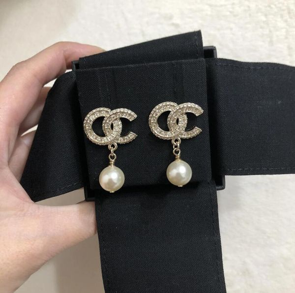 Boucles d'oreilles de créateur de goujon en or perlé gold aretes orecchini pour femmes fête des engins de mariage bijoux cadeau avec boîte hb327