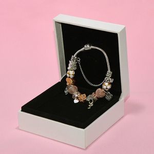 Pulsera colgante con dijes de moda para Pandora Platinum Heart DIY con cuentas colgante Lady Bracelet con caja original