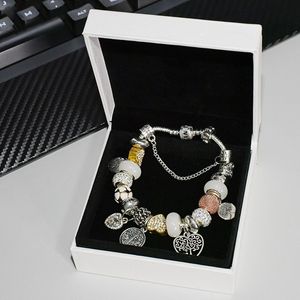 Mode bedelarmband voor Pandora sieraden met verzilverde originele doos DIY kralenarmband goud hartvormige CZ diamant dames