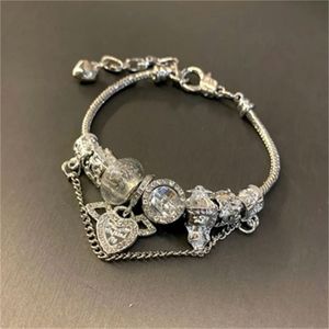 Pulsera colgante de moda para Pandora Platinum Heart DIY con cuentas colgante Lady pulsera ajustable con caja original para mujer