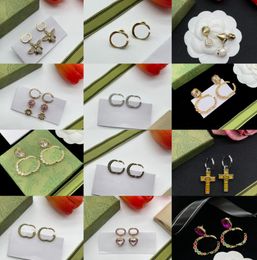 Mode Charme Boucles D'oreilles Top Qualité Femme De Luxe Designer Boucle D'oreille Multi-Style Double Lettre Bijoux Femmes 18k Diamant De Noce Bijoux Cadeaux Accessoires