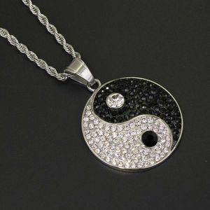 Mode-chi diamanten hanger kettingen voor mannen vrouwen luxe Chinese tai ji hangers roestvrij staal yin en yang symbolen ketting geschenken