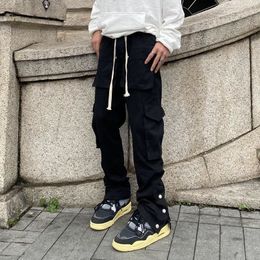 Fashion chic Japanse streetwear joggers mannen vrachtbroek High Street Stijlvolle techwear pocket hiphop breken harem broek mannelijk G220802