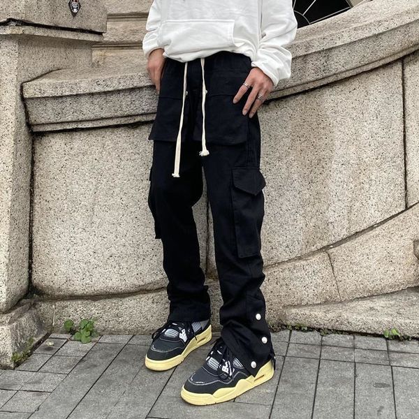 Moda elegante ropa informal japonesa Joggers hombres Cargo pantalones High Street elegante Techwear Pocket Hip Hop Breaking Harem pantalones masculinos G220802