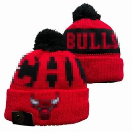 Moda- Chicago''Bulls''Beanie Sombreros de punto Equipos deportivos Béisbol Fútbol Baloncesto Gorros Gorras Mujeres Hombres Pom Moda Invierno Top Caps Deporte Sombreros de punto a8