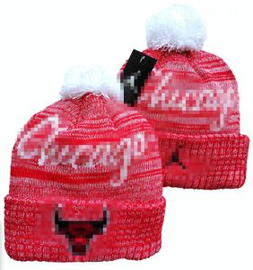 Mode- Chicago''Bulls''Beanie Chapeaux tricotés Équipes sportives Baseball Football Basketball Bonnets Casquettes Femmes Hommes Pom Mode Hiver Top Caps Sport Knit Hats a2