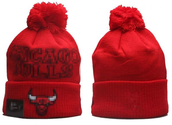 Mode- Chicago''Bulls''Beanie Chapeaux tricotés Équipes sportives Baseball Football Basketball Bonnets Casquettes Femmes Hommes Pom Mode Hiver Top Caps Sport Knit Hats a7