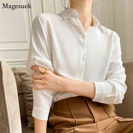 Mode Chiffon Vrouwen Blouse Lange Mouw Losse Witte Shirt Revers Elegant Plus Size Blouses Casual Blusas 9862 210512