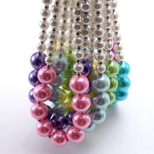 Mode kind sieraden meisjes kleurrijke parel bubblegum kralen dikke ketting voor kinderen handgemaakte kralen kettingen
