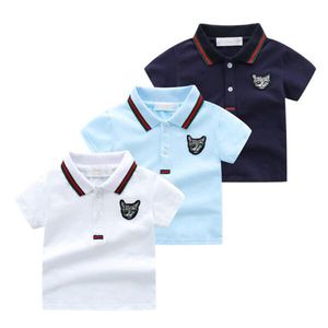 Mode Childen's T-shirt Garçons Revers Court 100% Coton POLO Chemises Doux Confortable Bébé Tops 2022 Nouvel Été Filles Lâche T-shirt Décontracté