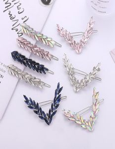 Fashion Children Alloy Crystal Hair Clip Girls V Leave Hairgrip Kids Princess Accessoires Femme Holder Barrets Q20945111690