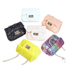 Moda niños bling lentejuelas bolsos grandes niñas arco iris solo hombro princesa bolsa niños metales cadena bolsas de mensajero S0978