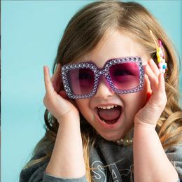 Mode enfants Bling lunettes de soleil garçon filles haute qualité tendance produit overzied bébé plage lunettes fête uv40 240226