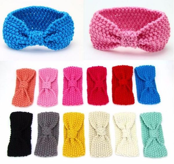 Mode enfants bohême tricoté bandeau enfants Turban tricot laine Crochet bandeau chauffe-oreilles pour bébé filles