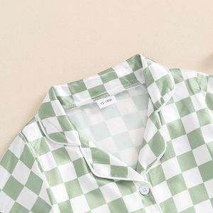 Fashion Children Boy Summer Pama Sets Loungewear Silk Satin Short Sleeve Rapel Bord Print Shirt Shorts Kid Sleepwear