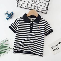 Fashion Children Boys Striped Polo Shirts Summer Summer Short Sleeve T-shirt Toddler Baby Boys Classic Cotton Tee Boy Outdersear 4-6y 240515