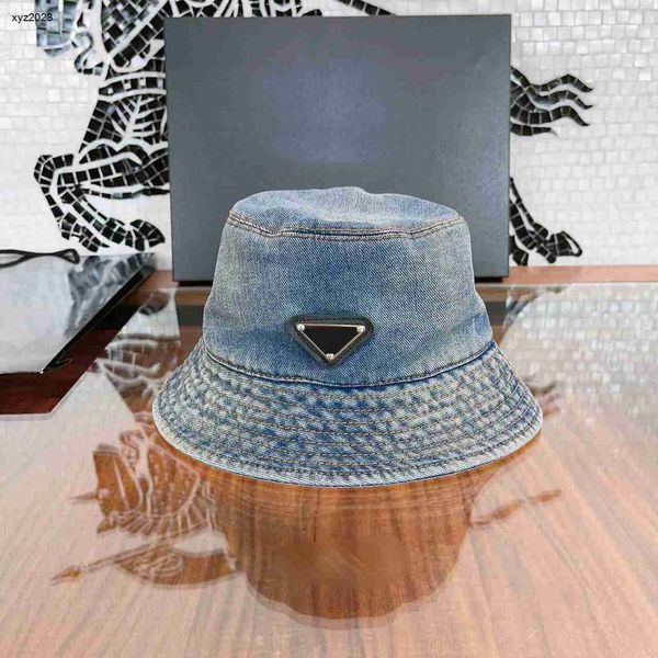 Mode enfants Fedora designer enfants chapeaux à large bord taille 3-12 t fille chapeau de pêcheur boîte emballage bleu denim tissu bébé casquettes Dec05