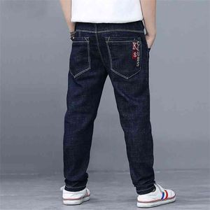 Mode kinderen jeans hoge kwaliteit grote jongens denim broek pure kleur katoen lange broek voor tiener 8 10 12 14 16Y kinderen kleding 210622