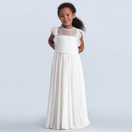 Mode Kinderjurk Girls Lace Dress Performance Wedding Flower Girl Jurk Jurk Witte Hollow Princess Dress