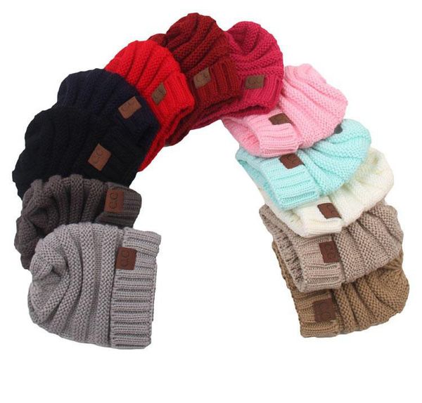 Mode enfants chapeau laine tricot chapeau bébé Simple épaississement à capuche chapeaux chauds