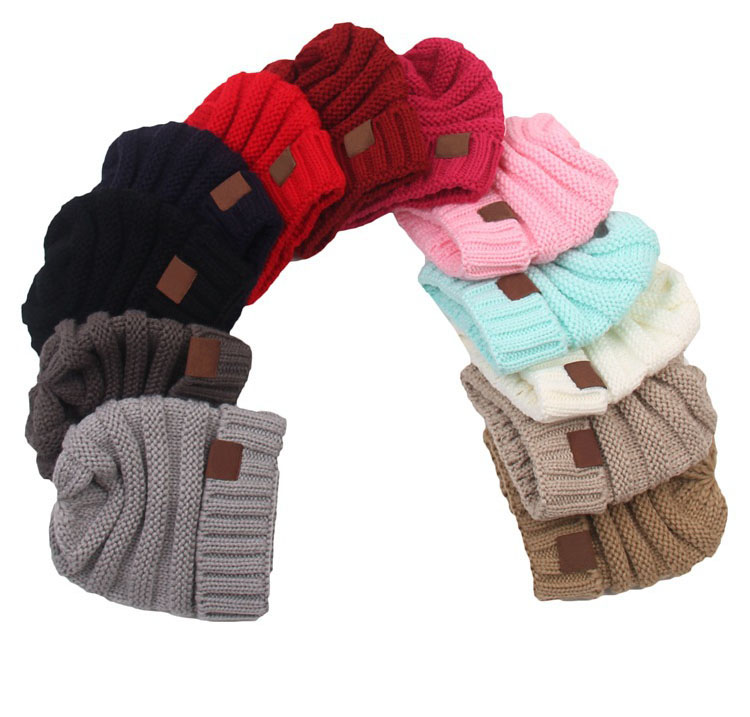 Fashion Children's Hat Wool Knit Hat Baby Simple Thickening Hooded Warm Hat
