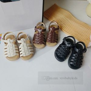 Fashion Children Sandals Kids Pu Leather Hollow Weaving Casual Shoes Summer Boys Girls Non-Slip Soft Bottom Beach Sandals Z7703