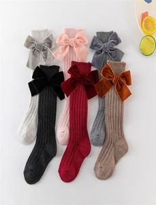 Mode Kinderen Sokken With Bows Baby Girls Knie High Sock Cotton Soft Peuters Long Socks for Kids Princess Sock 1878 Z22854132